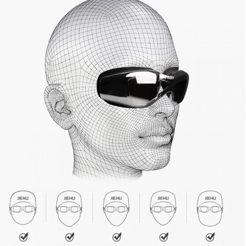 Adult -1.5 To -8.0 Myopia Electroplated Black Color Swim Glasses Waterproof Anti Fog Swim Goggles