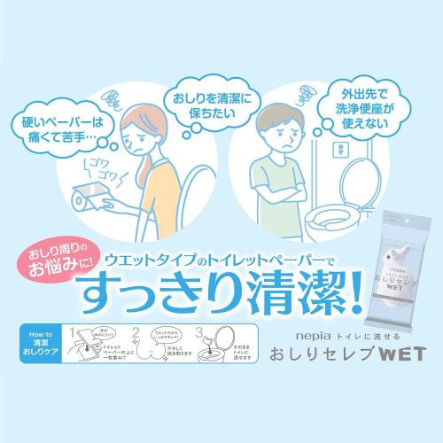 Nepia Buttocks Celeb WET for Outings, Unscented [Buy In Bulk, 12 Sheets X 6 Packs + Bonus Original] Bulk, Always-On, Trial