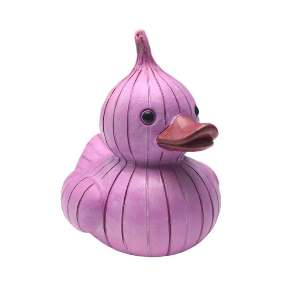 Resin Whimsical Vegetable Duck Ornament Cute Animal Sculpture Micro Landscape Duck Statue  Office