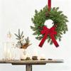Pre-Lit Artificial Christmas Wreath,  Artificial Christmas Garland For Front Door With Red Bow, Cones, Red Berries,