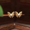 925 Sterling Silver Chinese-Style Butterfly Pearl Earrings with Enamel Color