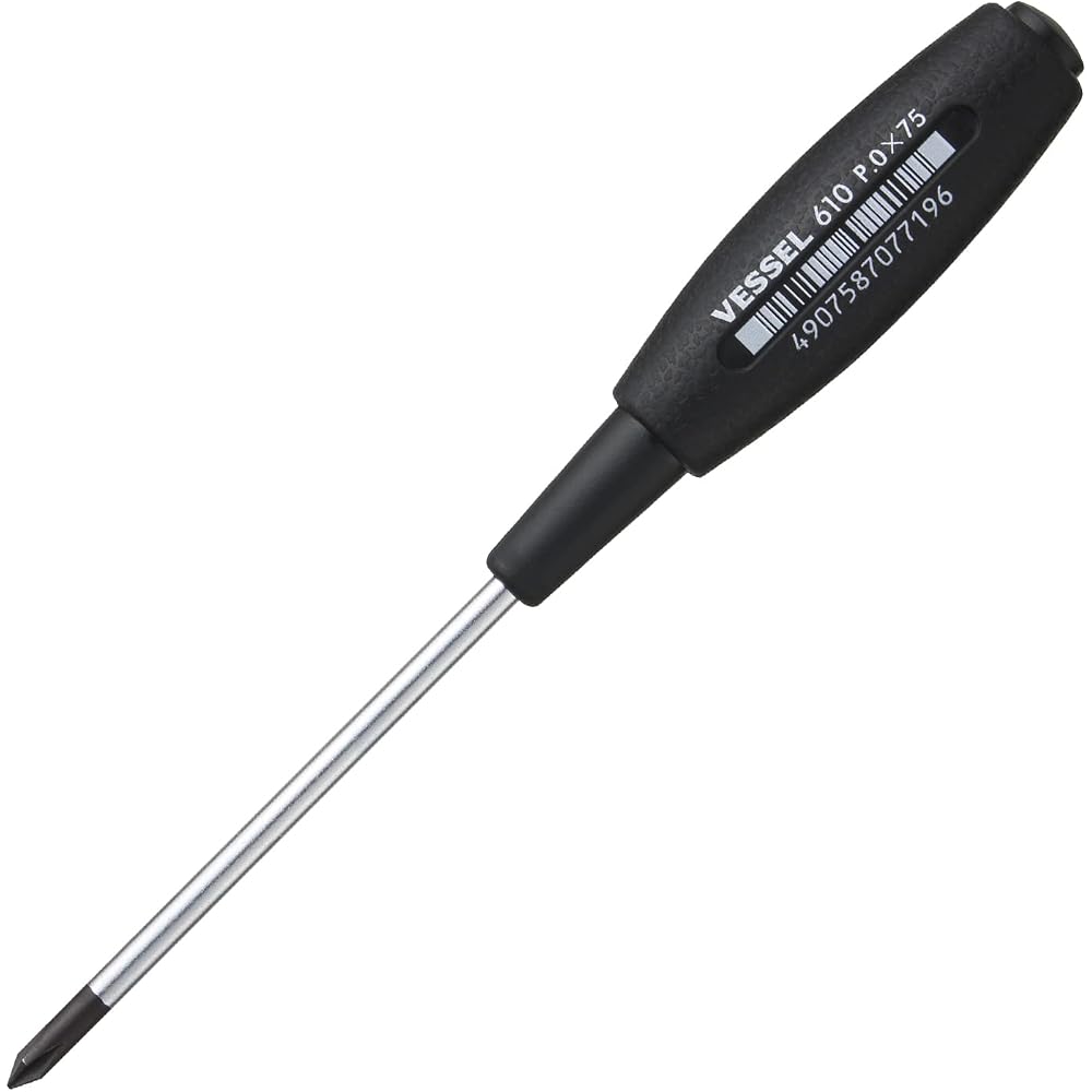 VESSEL Cushion Grip Screwdriver (Thin Shank Type) +0×75 610