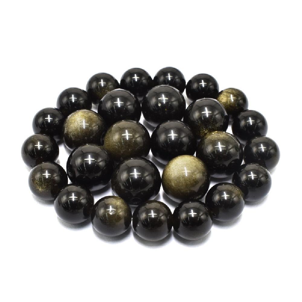 Golden Obsidian Stone Natural Round Beads 15"Strand Smooth Loose Spacer Beads 4/6/8/10/12mm for Jewelry Making DIY Bracelets Accessories