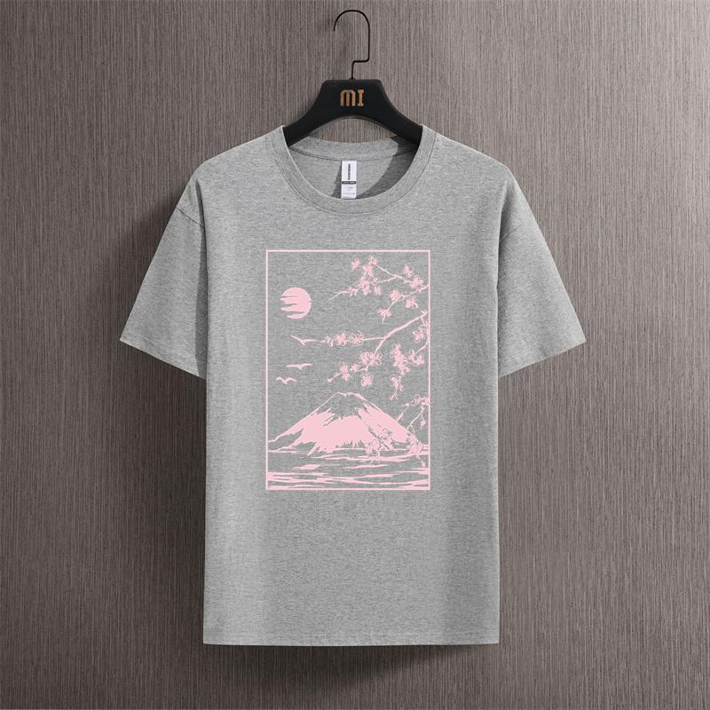 Tokyo Sakura Mount Fuji Business Card T Shirt Women Fashion Tee Clothing Cotton Summer Casual Tops Hip Hop Loose Cotton T-Shirt