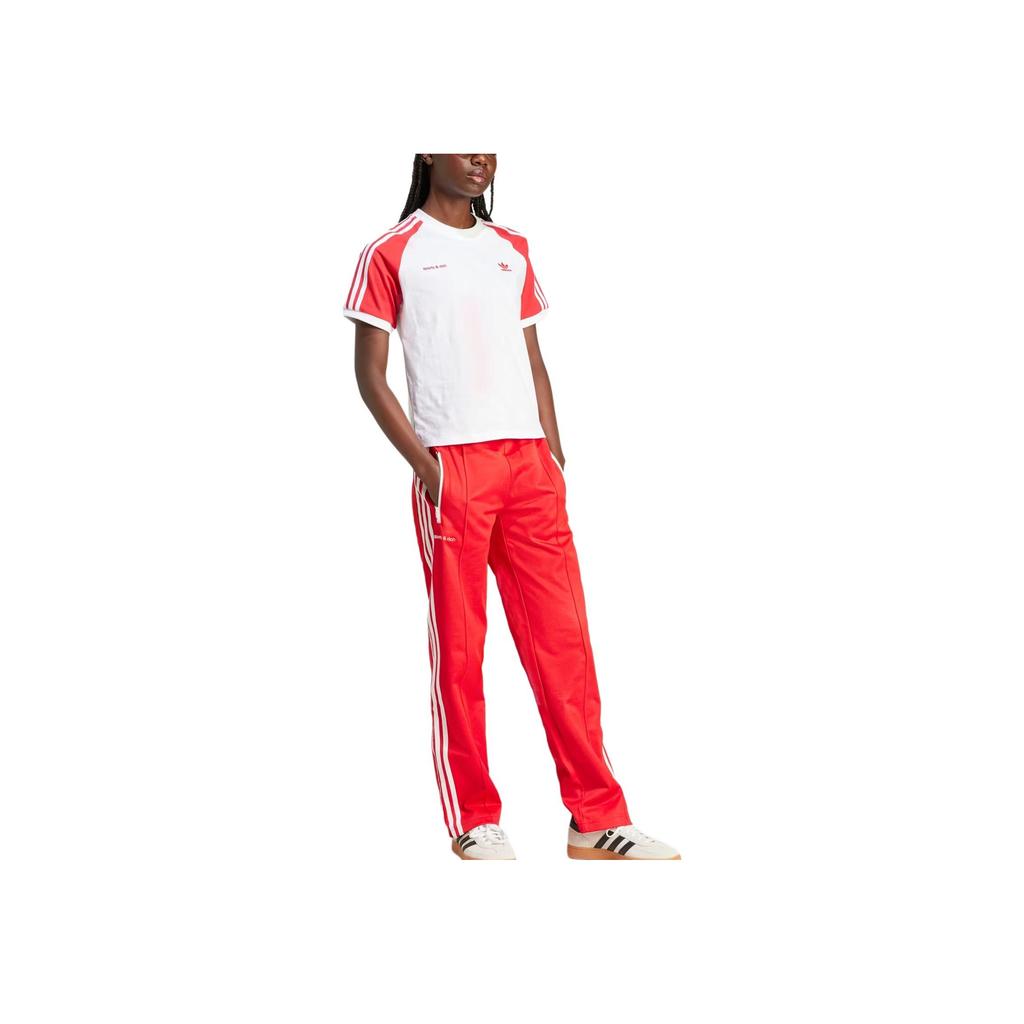 Adidas Originals Sporty & Rich Collaboration SS24 Comfortable Fashion Loose Retro Sports Long Pants Striped Drawstring Straight Casual Pants JD3767