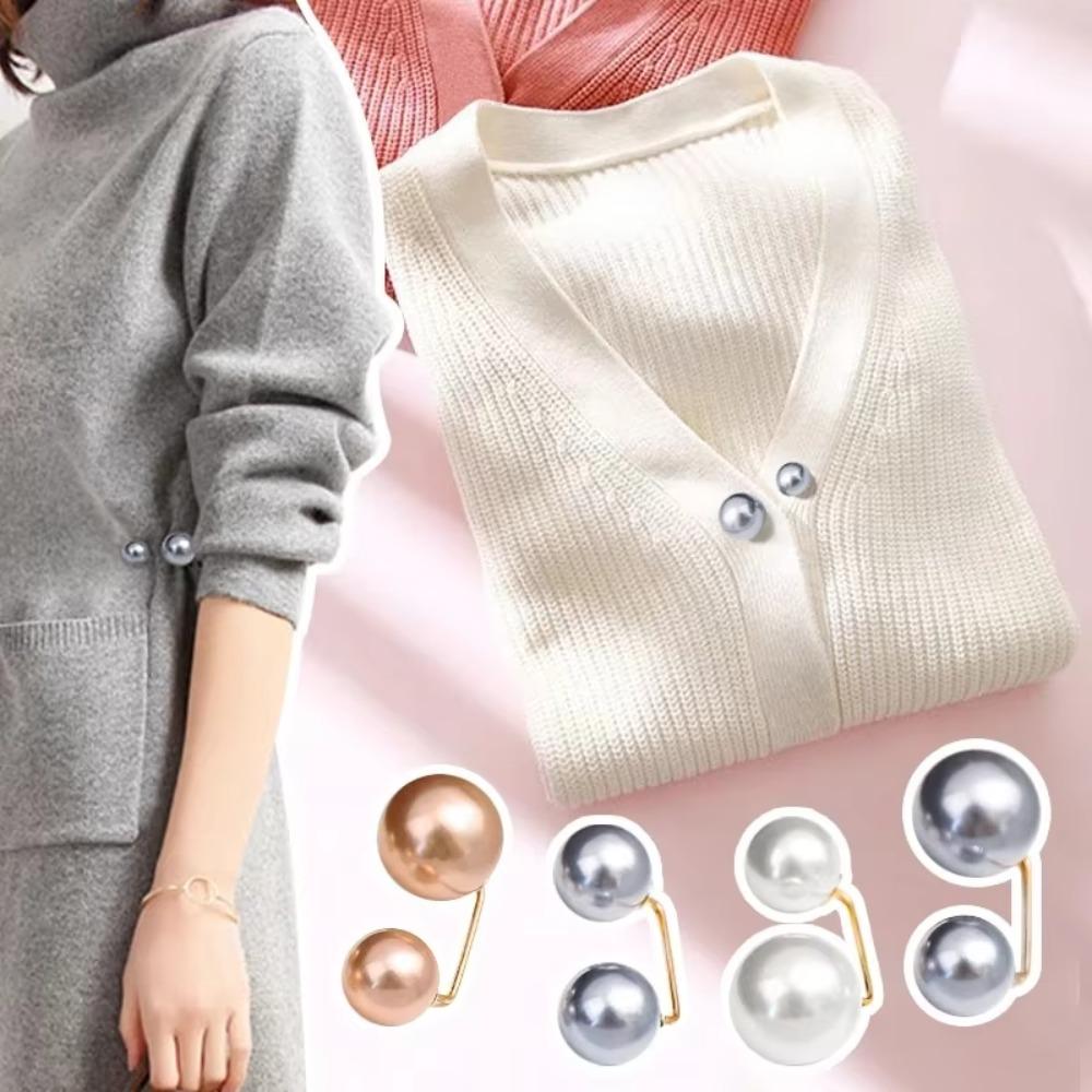 6Pcs Clothing Accessories Pearl Brooch Detachable Double Head Pin Waist Clip Convenient Jeans Ornaments Tighten Waist Button