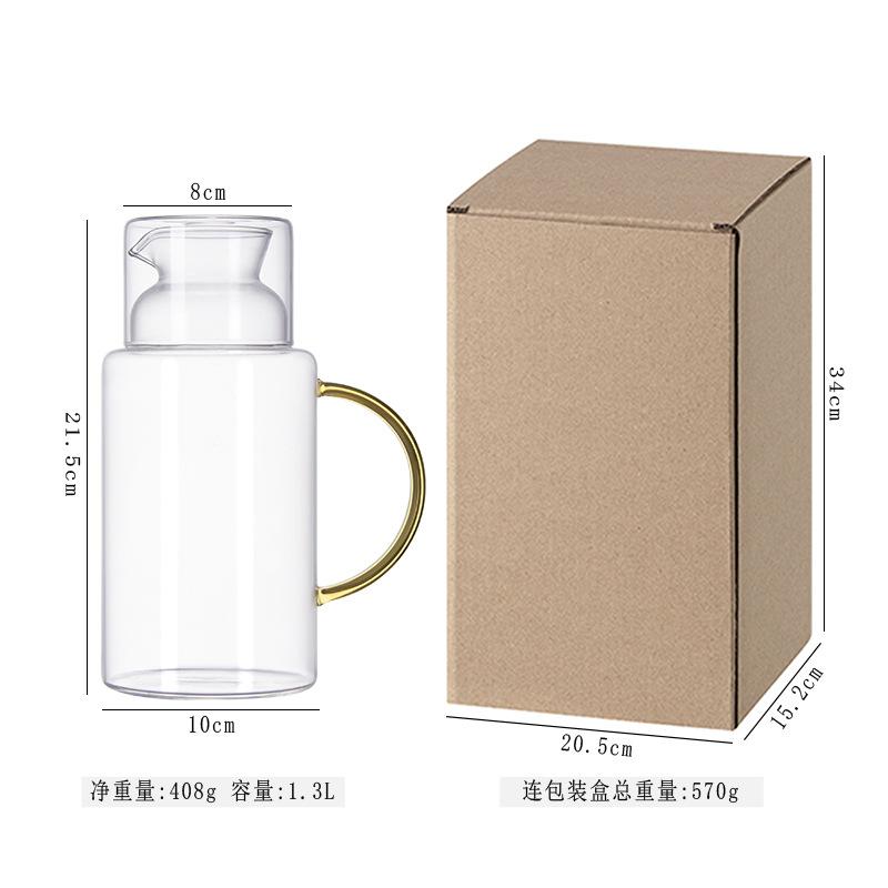 1.3L Minimalist Water Bottle Heat-resistant Glass One Pot One Cup Kitchens Accessories Home Kitchens Cold Brew Tea Fruit Tea Set