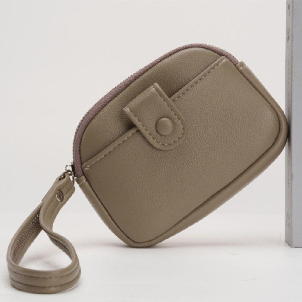 

with Wrist Lanyard Handheld Wallet Solid Color Small Item Bag Retro Zipper Coin Purse Men фіолетовий