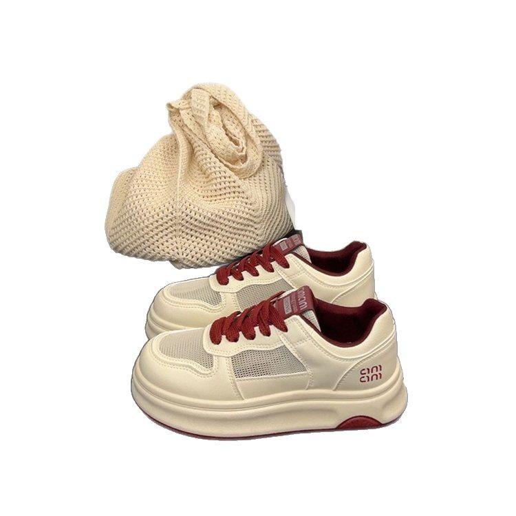 Little white shoes women's 2025 new shoes spring thick-soled heightened mesh board shoes popular versatile casual shoes with skirts
