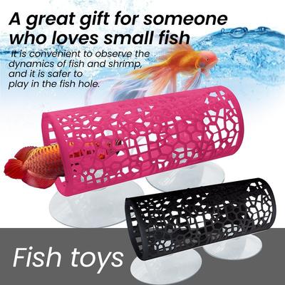 Aquarium Fish Tunnel Toys With Suction Cup, Betta Fish Rest Tunnel Hideouts & Playground Caves Hiding Tube Aquarium Tank Decor