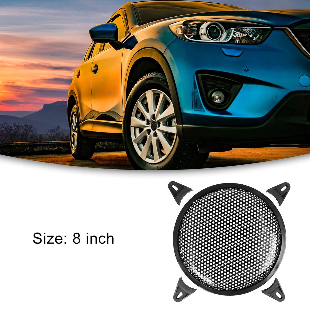 ACROPIX Auto Subwoofer Abdeckung Lautsprechergitter Schutz 20cm Metallgitter Rund mit Montagesatz Schwarz 5 Stück