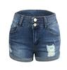 Sommer perforierte gekräuselte elastische Denim-Shorts mit hoher Taille Damenmode Damenbekleidung