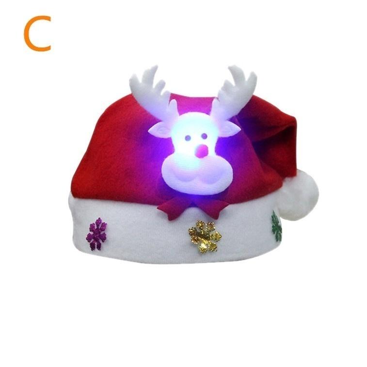 1 Pcs Kids LED Christmas Hat Santa Claus Reindeer Snowman Xmas Gifts Cap Christmas Hats Kids