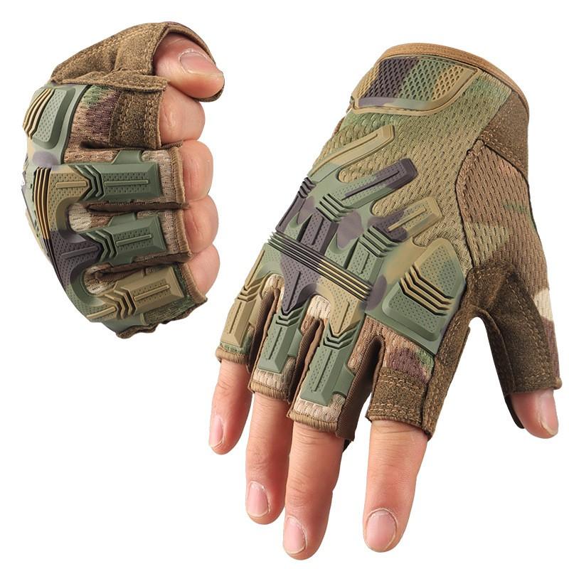 Guantes Tácticos de Medio Dedo Ciclismo Escalada Trabajo al Aire Libre Antideslizantes Grosor Medio Talla Adulto M L XL