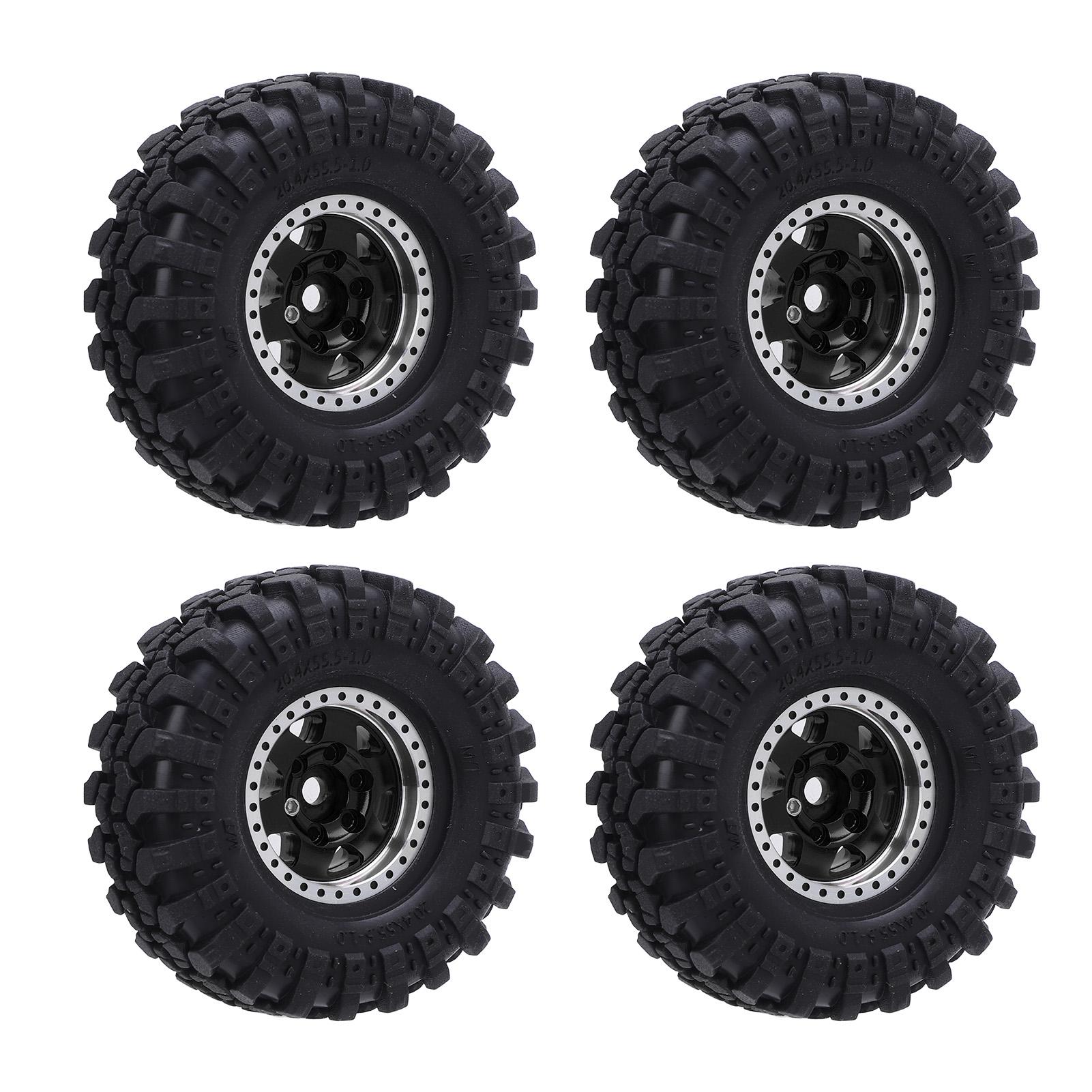 

4 шт. 1.0 Овальні колісні маточини Маточина з алюмінієвого сплаву та набір гумових шин для альпіністського автомобіля масштабу 124 Сріблястий чорний