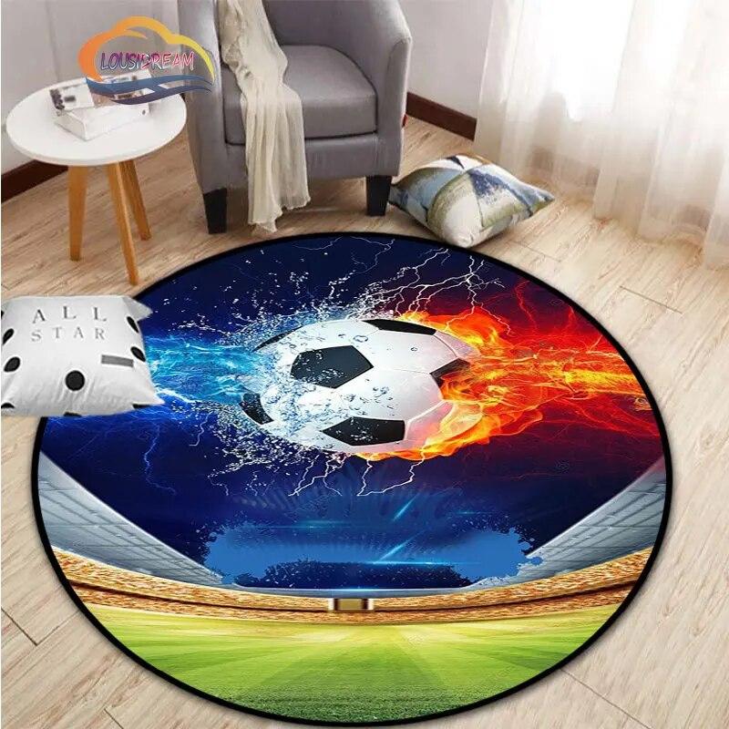 Εικόνες ποδοσφαίρου χαλί κινουμένων σχεδίων ποδοσφαίρου διακόσμηση σαλονιού στρογγυλή καρέκλα κρεβατιού χαλάκι σπίτι πόρτα εισόδου παιδιά