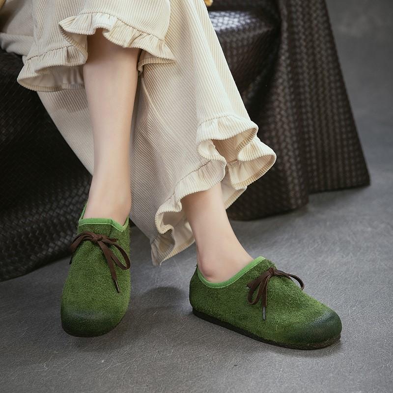 Johnature Vintage Rindsleder Vielseitige Loafer mit weicher Sohle Leichte flache Schuhe für Pendlerinnen