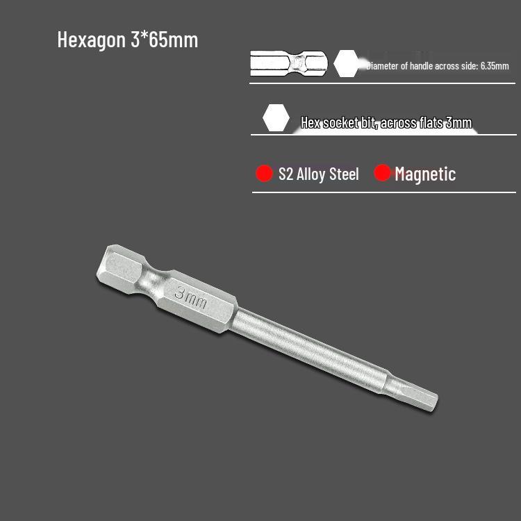 S2 Air Impact Hex Socket Bit Set, Pneumatic & Electric Screwdriver, 1/4 Strong Magnetic