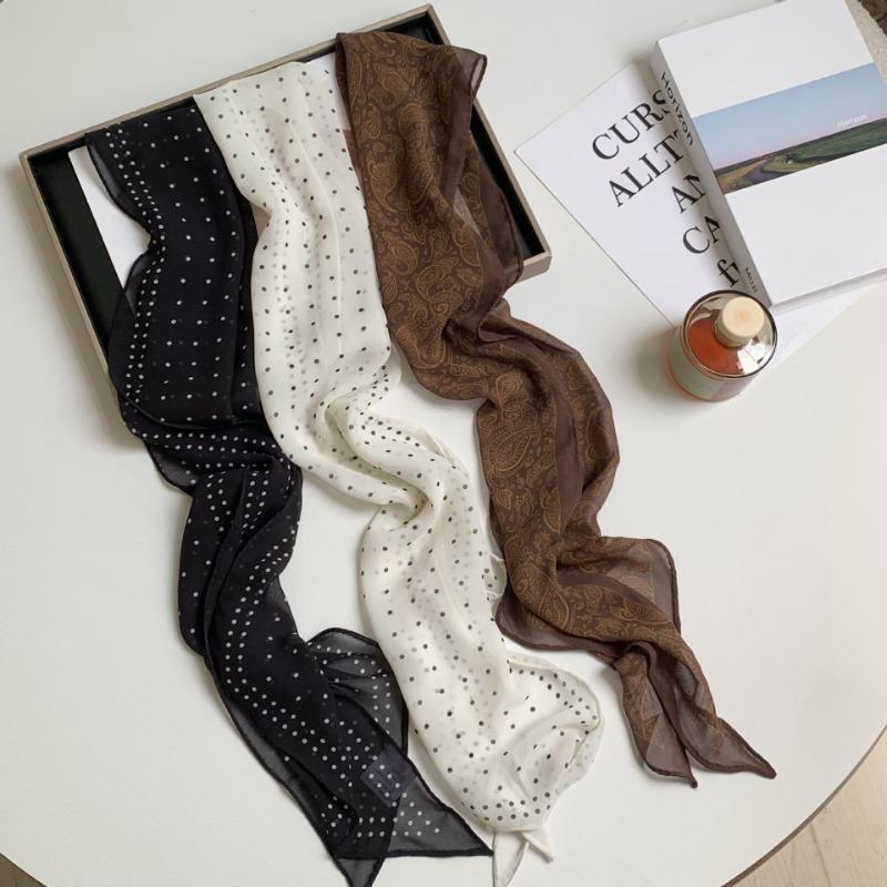 Silk scarf long strip high sense attack new Spice Girl spring and summer multi-purpose decorative small scarf headscarf headband belt belt