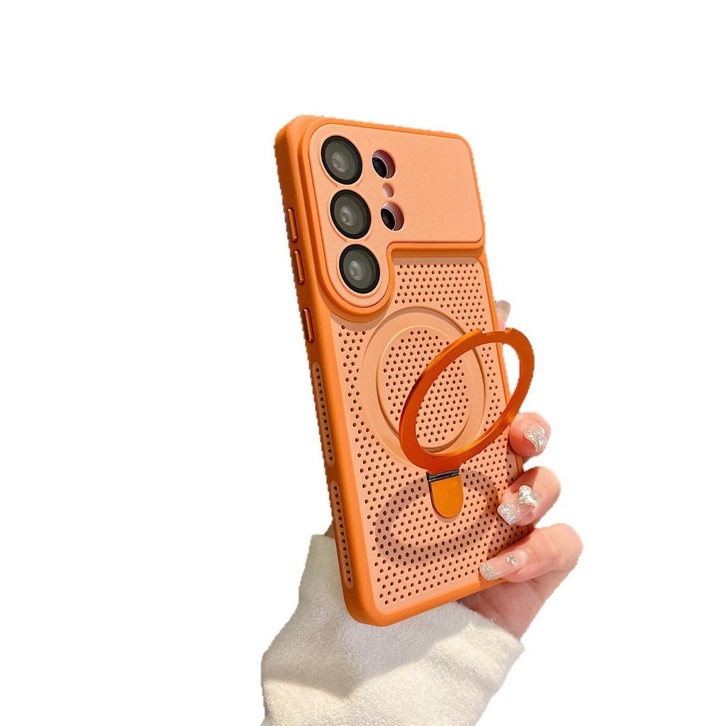 Applicable to Samsung S26Ultra mobile phone case heat dissipation breathable mesh case magnetic suction bracket S25U anti-drop belt lens film hard