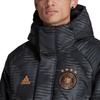 Adidas FW22 Full Print Embroidered Logo Zip Hooded Down Jacket Men Outerwear Black HF4062