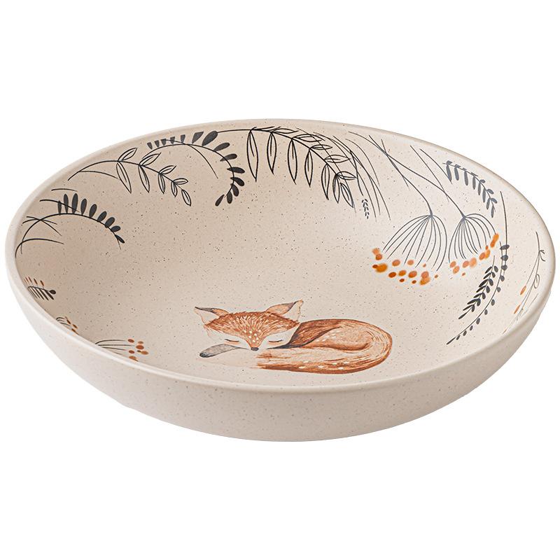 The Bowl Of Medieval 8-Inch Sesame Glaze Ceramic Bowl Open Vegetable Bowl Salad Bowl Large Deep Plate Outlet