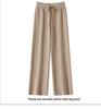 Women's Korean Style High Waist Wide-Leg Knit Pants - Autumn/Winter Fashion, Floor-Length, Straight-Leg Design