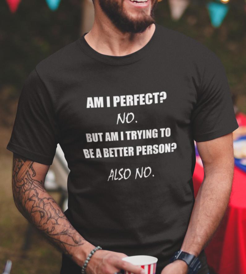 Mens Am I Perfect No T Shirt Funny Sarcastic Graphic T Shirts Humor Shirts
