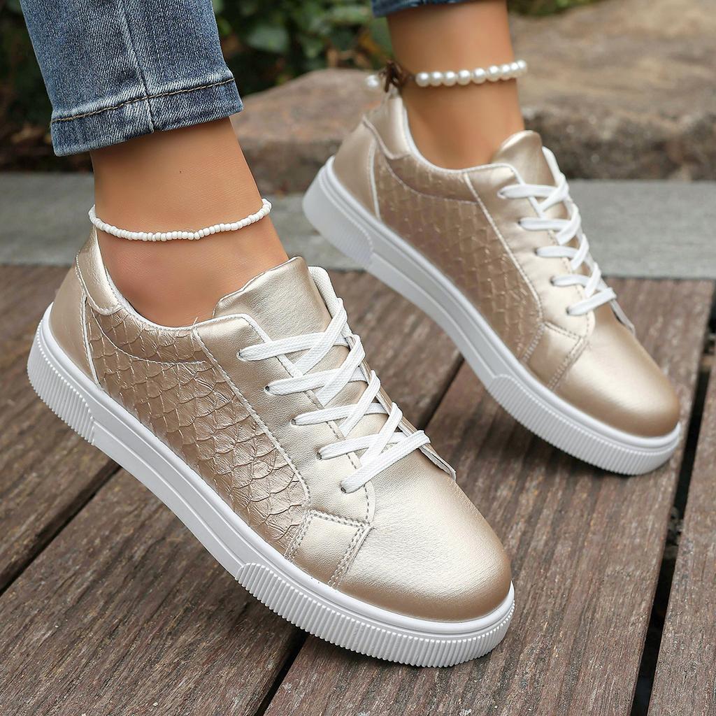 Fashion Women Trend Sneakers Spring Autumn 2024 Round Toe Lace-up Platform Flats Shoes Anti-slip Lightweight Sneakers Zapatos De Mujer