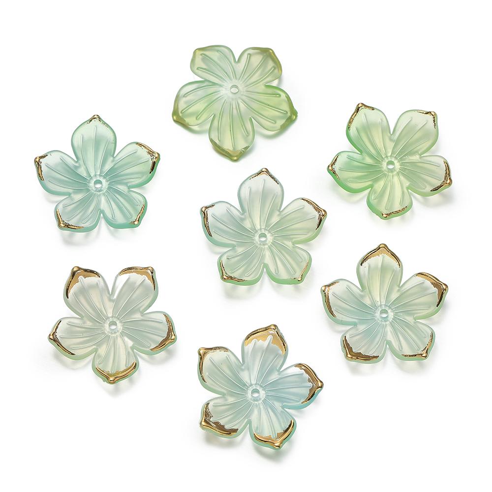

50pcs/lot Colorful Small Flower Beads Acrylic Loose Spacer Beads For Jewelry Making Diy Bracelet Necklace Needlework Bead Cap 23 x 24 mm зелёный