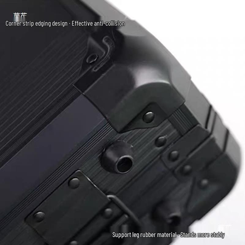 Model 00 Handheld Texas Hold'em Chip Case with 10 Black Chips, Code K300, Thickened Aluminum Alloy, Pull Rod Design.