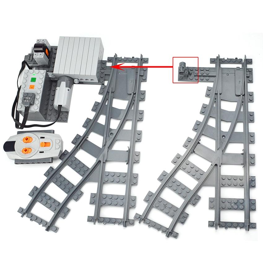 DIY Building Blocks Train Variable Track Switch Motorized Remote Controlled Power Functions Bricks MOC Set Replaced Rocker Leduo