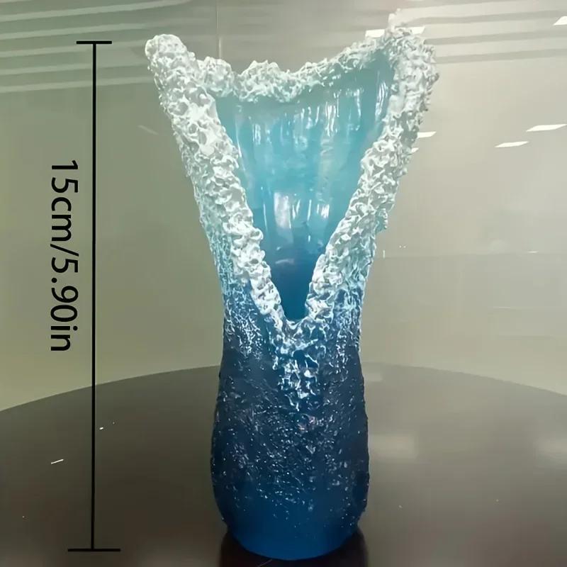 Ocean Wave Vase Resin Crafts Ocean Wave Decoration Series Blue Decor Personalized Vase for Home Valentine's Day Easter Gift