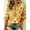 Women's Spring Summer Casual Blouse, Green Succulent Patchwork Print Tops for Daily Street Holiday Dating Leisure Outfit