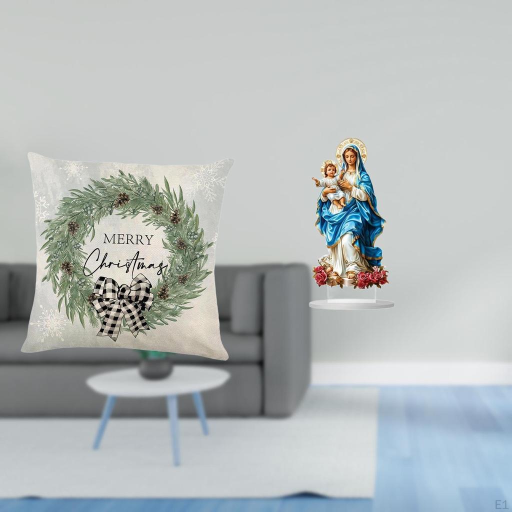 Festive Holiday Cushion Cover And Acrylic Tabletop Ornament for Home Office Sofa Car Fireplace