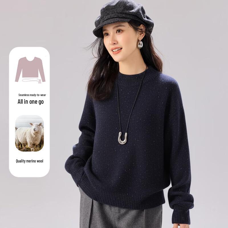 Jinjuan Women's Mock Neck Wool Blend Sweater