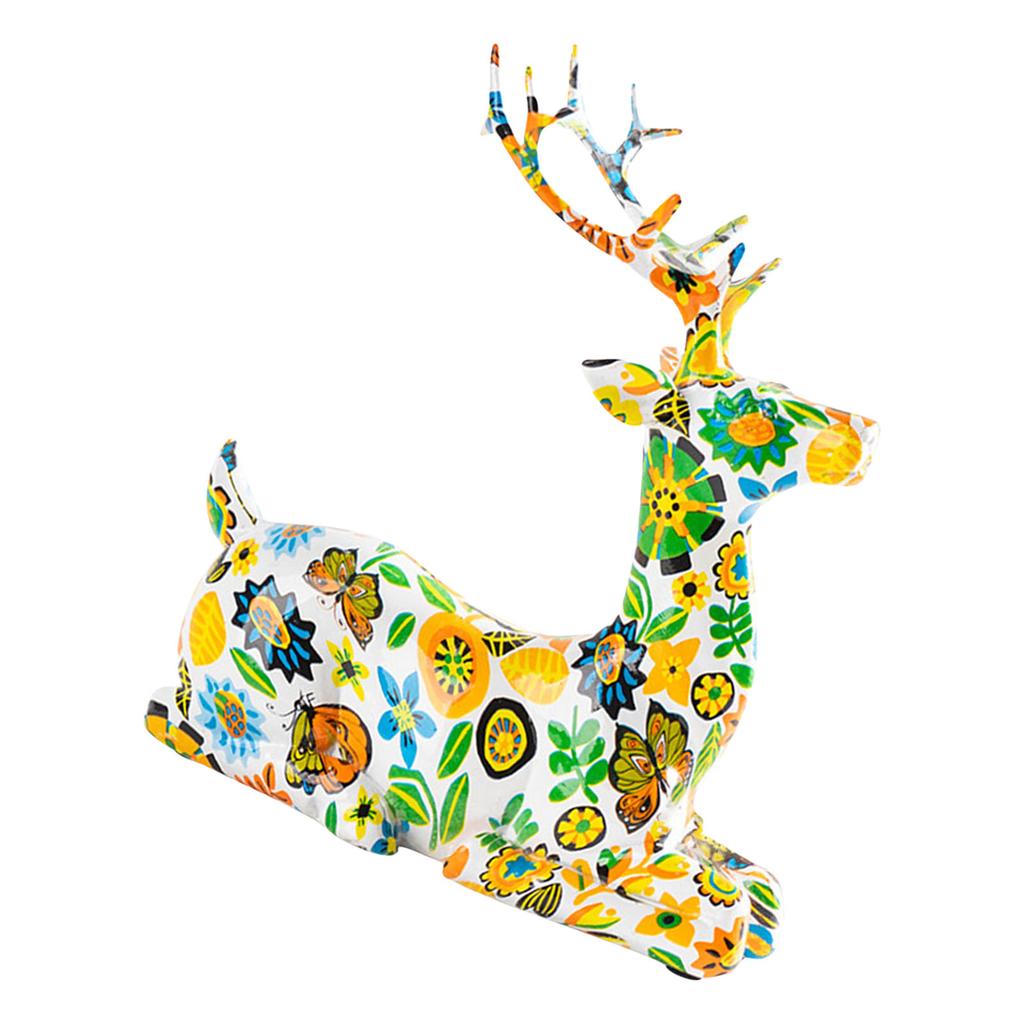 Christmas Golden Reindeer Figurine Resins Deer Sculpture Ornament for Indoor Home Office Tabletop Bookshelves Decors