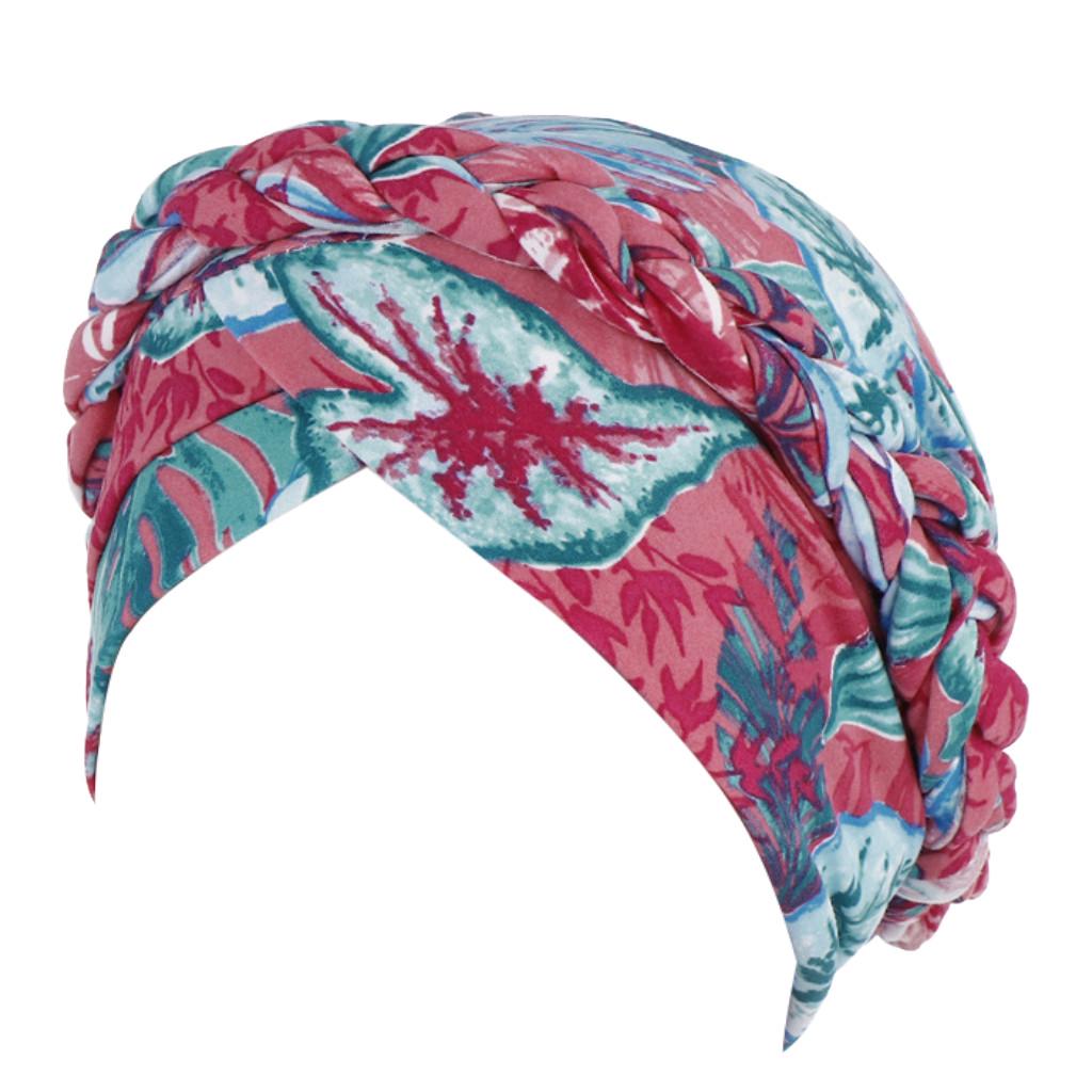 Women Floral Braid India Hat Muslim Ruffle  Chemo  Turban Wrap Cap