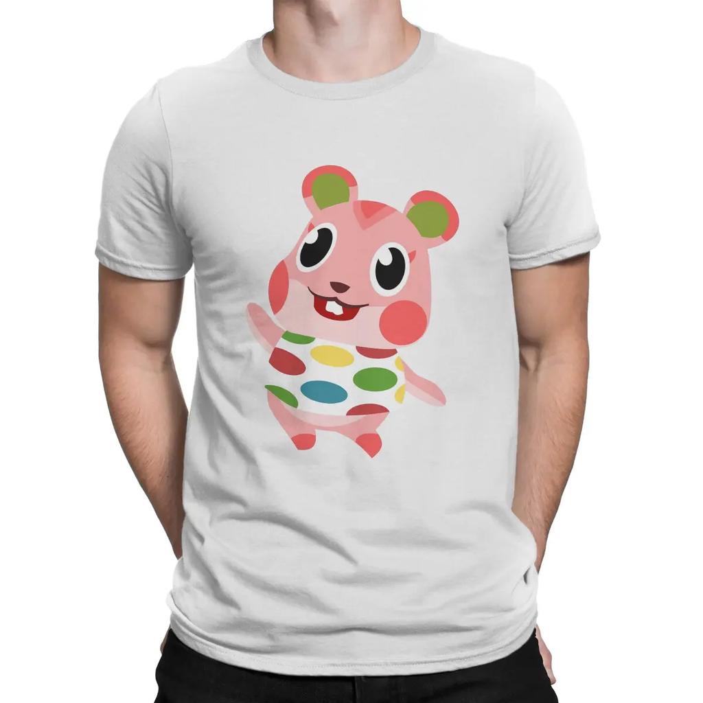 Animal Funny Crossing Game Creative TShirt for Men Pink Round Collar Pure Cotton T Shirt Distinctive Birthday Gifts OutdoorWear