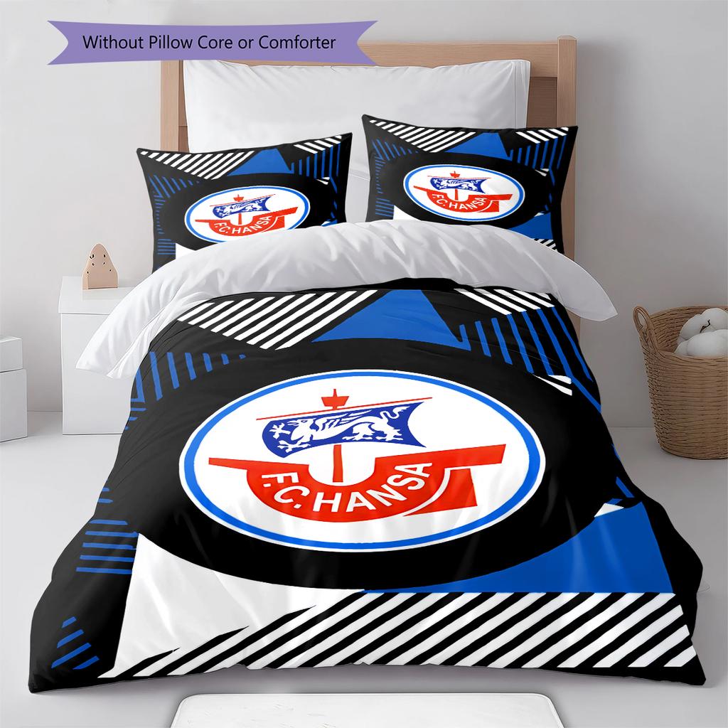 FC Hansa Rostock Pattern Bedding,Quilt Set Quilt Cover Pillowcase Home Birthday Gift (1 * duvet cover + 2 * pillowcase, without core)