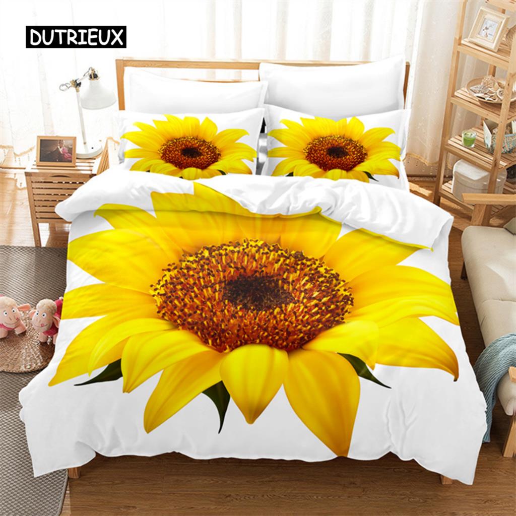 Sunflower Queen Bedding Set Duvet Cover Set Bedding Digital Printing Bed Linen King Size Duvet Cover Set Bedding Set