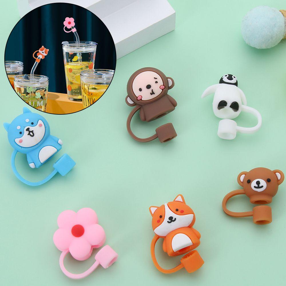 Airtight Splash Proof Cup Accessories Silicone Straw Plug Drinking Dust Cap Cartoon Plugs Cover