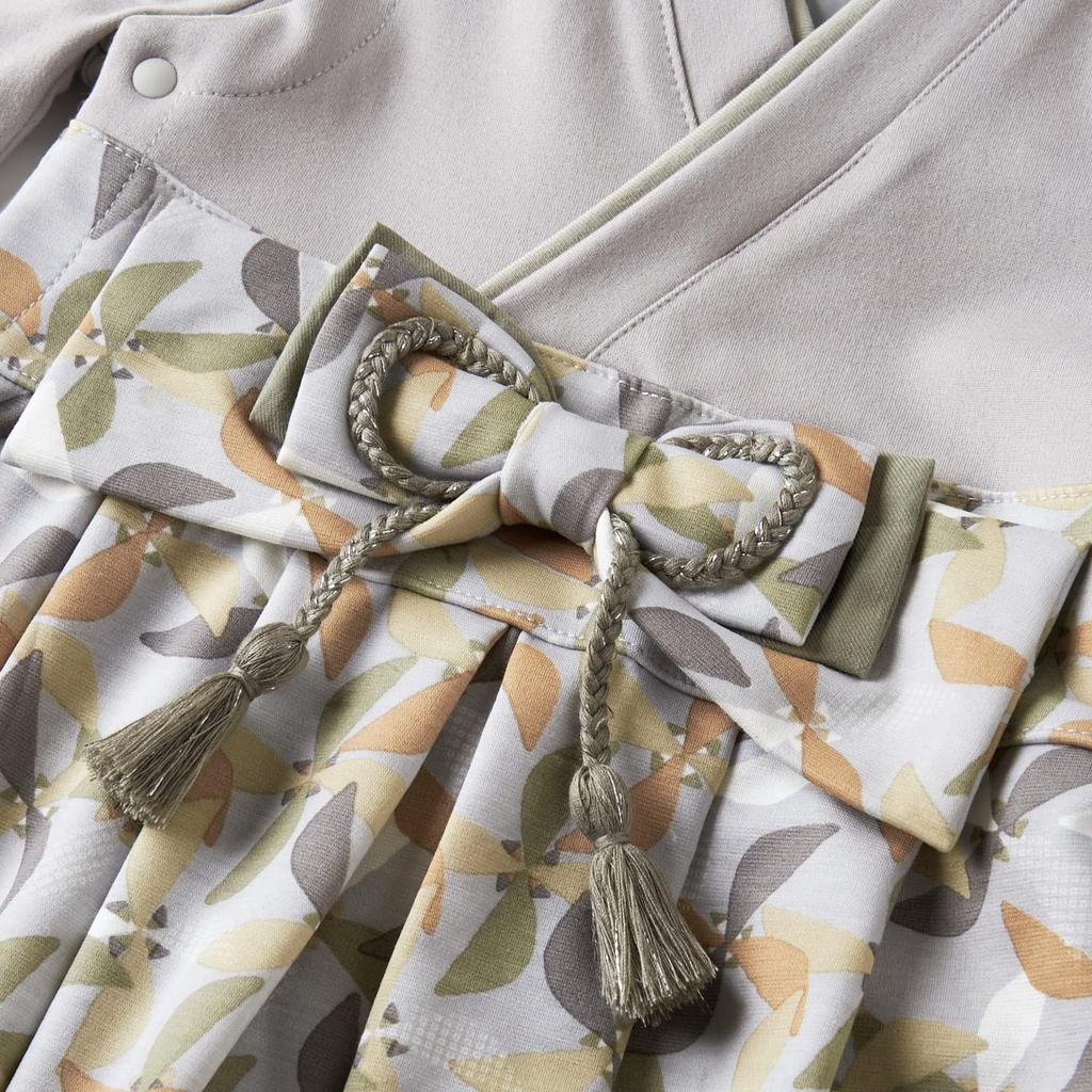 Kufuu Hakama Romper for First Meal, Girls and Boys, Hinamatsuri (Girls' Festival), Costume, First Meal, Shrine Visit (80cm, Ash Gray)