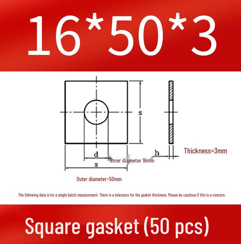 Thick Galvanized Square Iron Washer with Hole for M6-M24 Curtain Wall Use