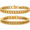 European & American Stainless Steel Cuban-Figaro Men's Bracelet Set - Gold Titanium
