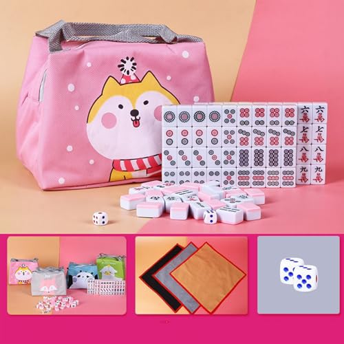 144 Mahjong Tiles Set with Storage Bag and Mahjong Mat, Ultra-Lightweight, Portable Mahjong Set for Home and Travel, Perfect for Beginners, Includes 2