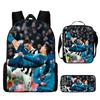 Conjunto de Mochila Escolar Infantil Estampada Cristiano Ronaldo Meninos Meninas 3 Peças Mochila de Tecido Oxford Com Lancheira Estojo