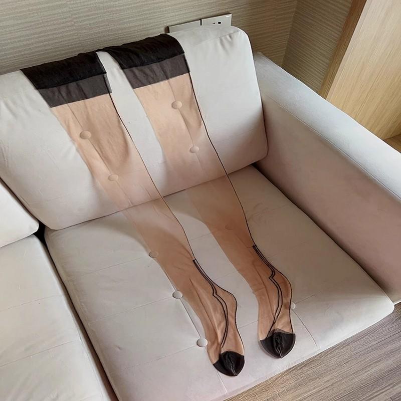 Cuban Heel Foot Shaped Stockings Ladies No Elasticity Sheer Silk Stockings Pole Dance Sexy Lingerie Slim Medias De Mujer