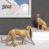 Ornement Léopard Décoratif Figurine Dorée Modèle Statue Vive