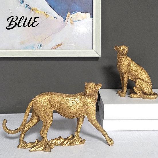 High-quality Resin Leopard Golden Figurine Model Vivid Statue Squatting Running Posture Entrance Hall Decor Item Ornament for TV Stand Entryway